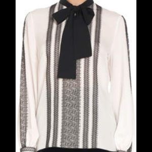 Andrew Gn Lace-Trimmed Silk-Blend Crepe Blouse